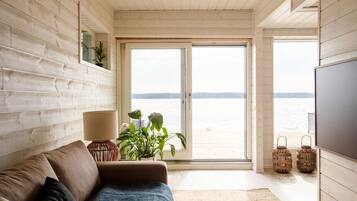 TV, lareira, aparelho de som