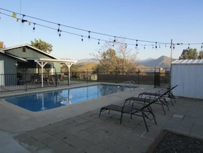 Outdoor pool, a heated pool - Awesome Pool House in the Kern River Valley (Wofford Heights)