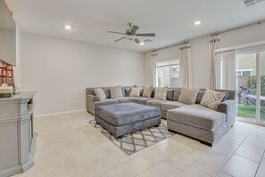 TV, fireplace - Spacious Las Vegas Home w/ Patio, 17 Mi to Strip! (Las Vegas)