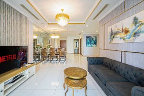 Deluxe Apartment, Balcony, City View | Television - Landmark Condotel Art By KaySuite  (Ho Chi Minh City)
