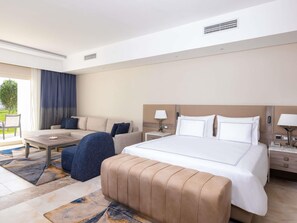 Suite junior, 1 cama de matrimonio grande | Ropa de cama de alta calidad y minibar con artículos gratuitos