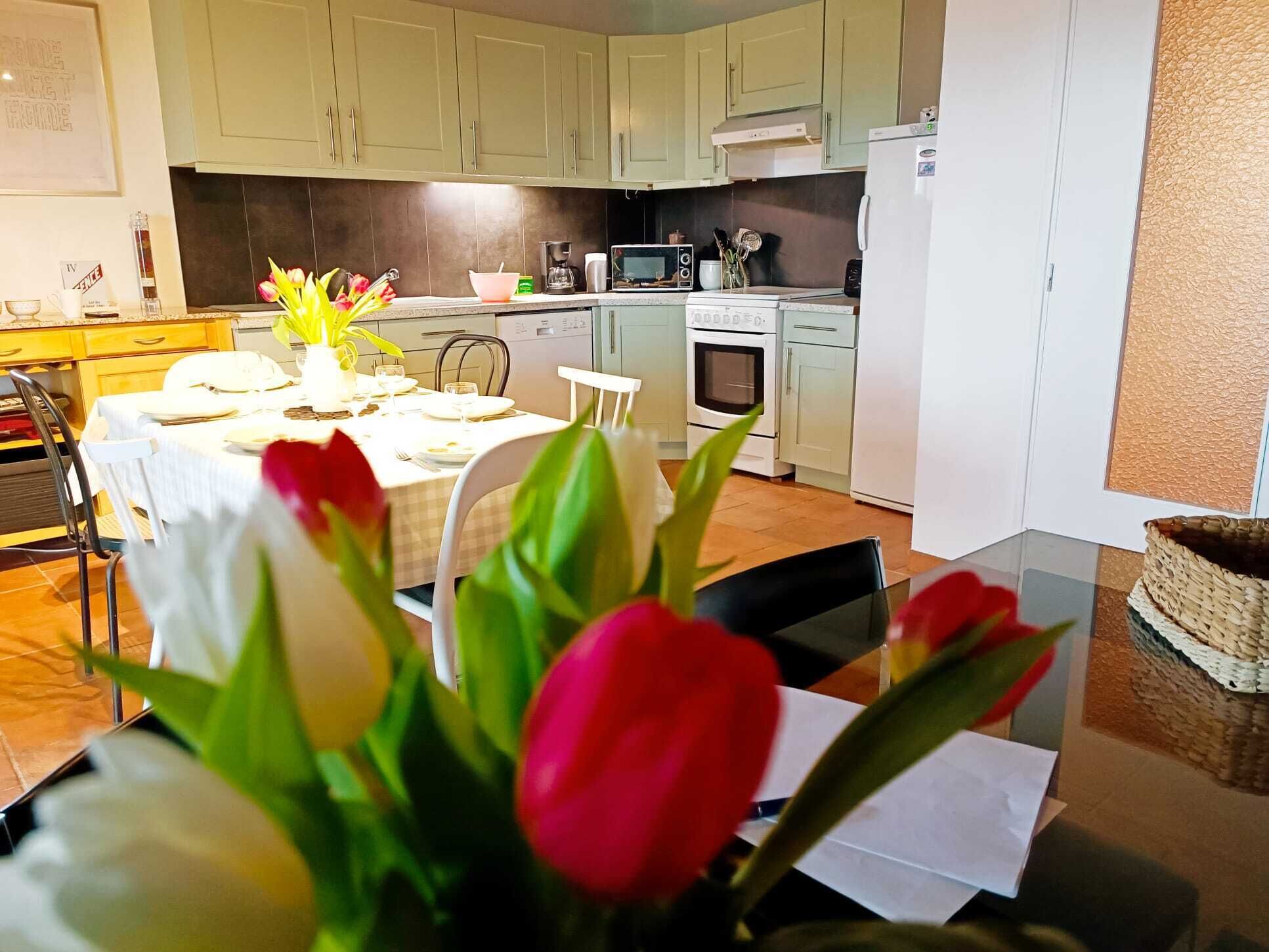 Fridge, microwave, oven, electric kettle