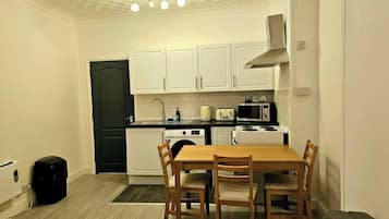 Fridge, microwave, oven, electric kettle