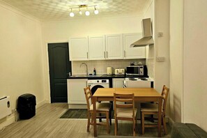 Fridge, microwave, oven, electric kettle