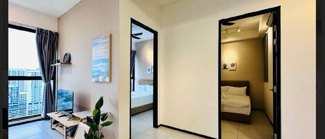 1 soveværelse, sengetøj