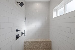 Eco-friendly toiletries, hair dryer, towels