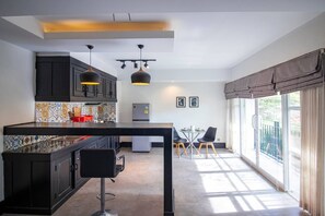 Fridge, stovetop, electric kettle, cookware/dishes/utensils - Spacious Apartment in The Top Attractions of Siem Reap - 002 (Krong Siem Reap)