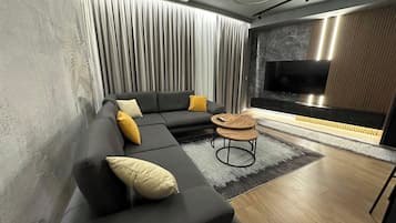 Apartment, 1 Bedroom | Living room | 50-cm flat-screen TV with satellite channels