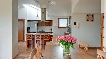 Superior Apartment | Private kitchen | Full-sized fridge, oven, dishwasher, electric kettle