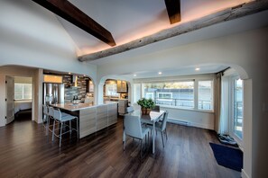 Executive Suite, 2 Bedrooms, Ocean View | Private kitchen | Fridge, microwave, oven, stovetop - Qualicum Beach Ocean Suites  (Qualicum Beach)