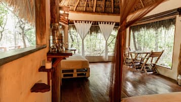 Elite Cabin, 1 Bedroom, Fireplace, Pool View | Living area | Fireplace