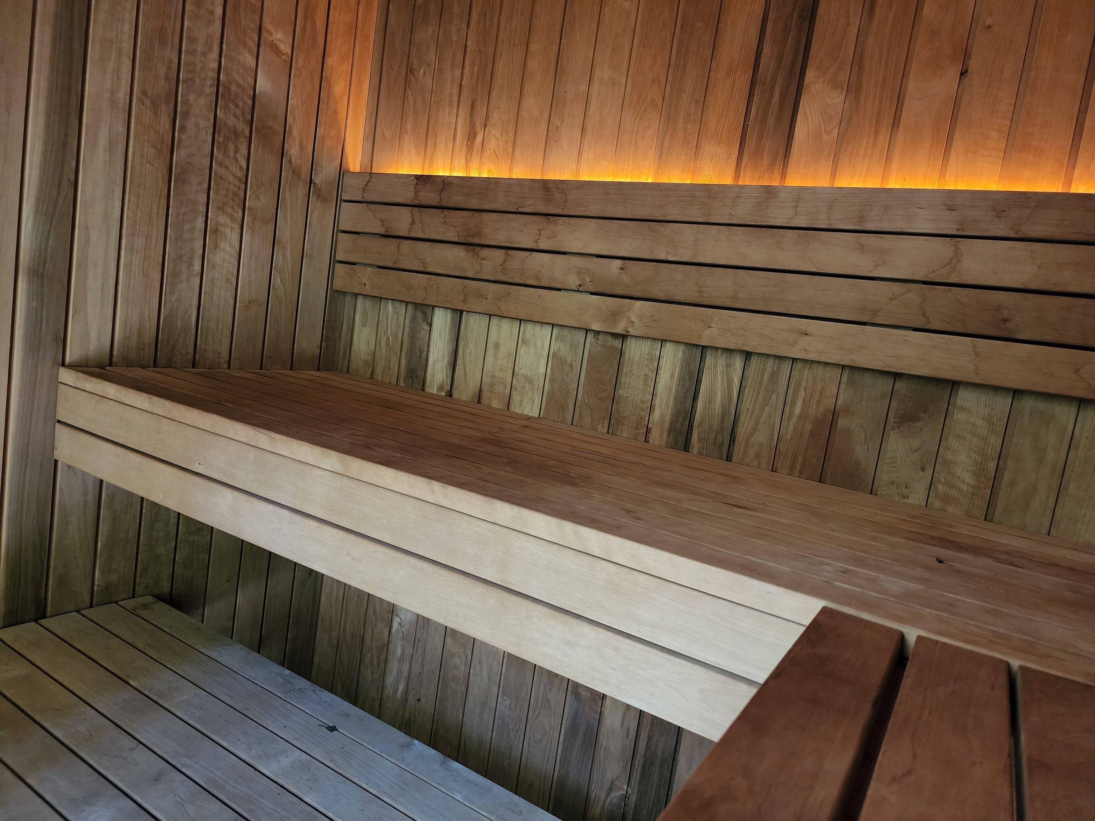 Relax in the 6 person forest sauna for hire