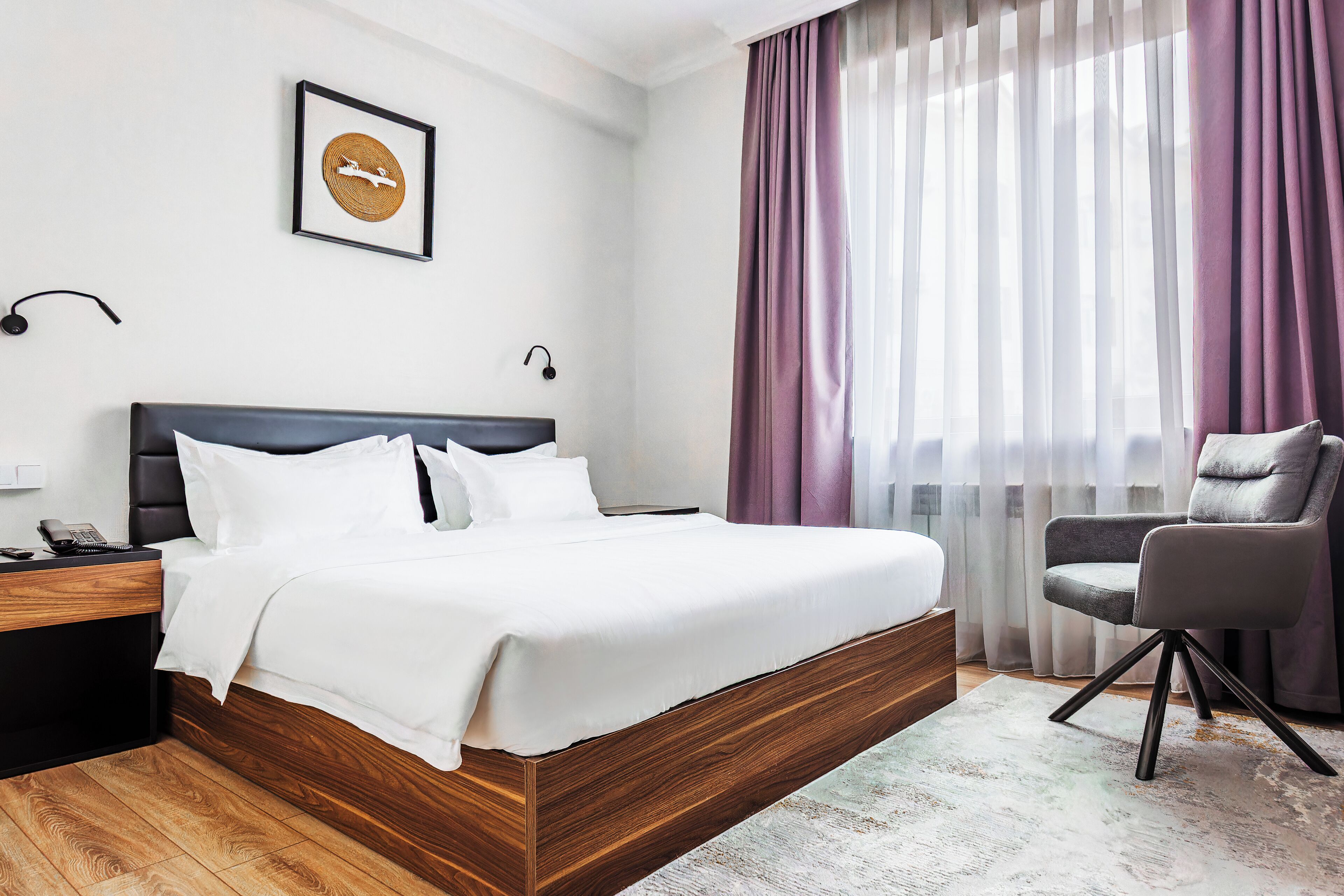 In-room safe, desk, laptop workspace, blackout curtains