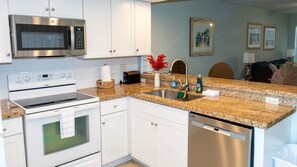 Fridge, microwave, oven, dishwasher