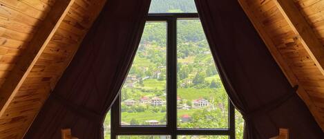 Bungalow Deluxe | Zona de estar | Una televisión de pantalla plana, una chimenea