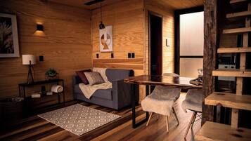 Kabin Deluks, pemandangan gunung | 1 kamar tidur, seprai katun Mesir, dan seprai premium