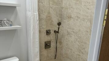 Shower, bidet, towels, soap