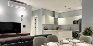 Design Apartment, 2 Bedrooms | Living area | 55-inch Smart TV with cable channels - Kease Ar Rabi I-4 Royal touch  AG34 (Riyadh)