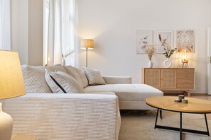 TV connectée, cheminée, livres