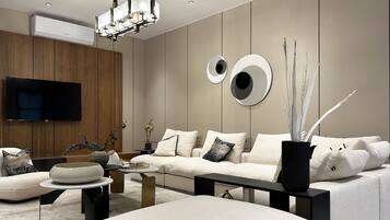 Design-huoneisto, 2 makuuhuonetta | Oleskelualue | Taulutelevisio