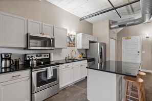 Fridge, microwave, oven, stovetop - The Nelson Lofts - Unit 4 (2 BR) (Davenport)