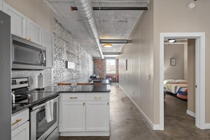 Fridge, microwave, oven, stovetop - The Nelson Lofts - Unit 5 (3 BR) (Davenport)
