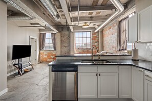 Fridge, microwave, dishwasher, coffee/tea maker - The Nelson Lofts - Unit 2 (1 BR) (Davenport)