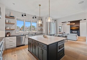 Fridge, microwave, oven, stovetop - Chateau Norman by SoCharm | Luxury Waterfront Home (Cornelius)