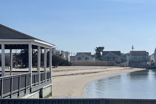 On the beach, sun loungers
