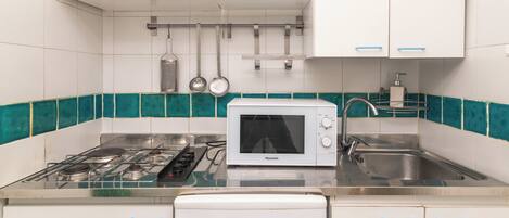 Fridge, oven, stovetop, cookware/dishes/utensils