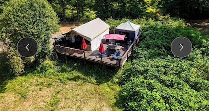 Luxury Safari tent adjacent to the beach, following a nature trail to the river