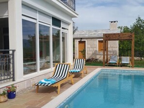 Villa (Four Bedroom Villa with Terrace and S) | Pool | Seasonal outdoor pool, pool umbrellas, pool loungers - Stone Villa Bosnic (Cista Provo)
