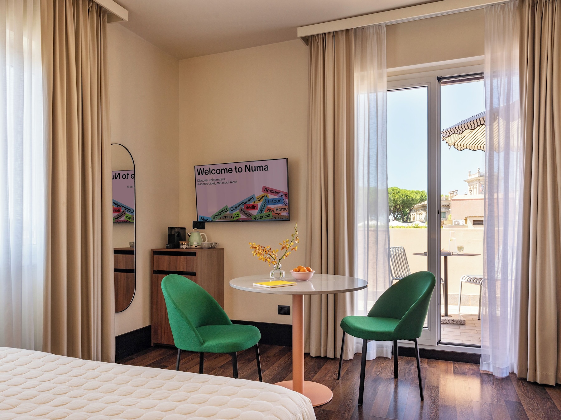 Medium Room with Terrace | Premium bedding, laptop workspace, WiFi (free), bed sheets