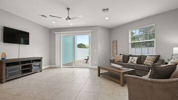 TV, foosball, offices