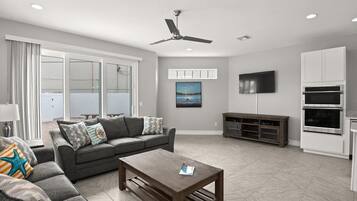 TV, foosball, offices