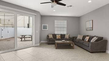 TV, foosball, offices