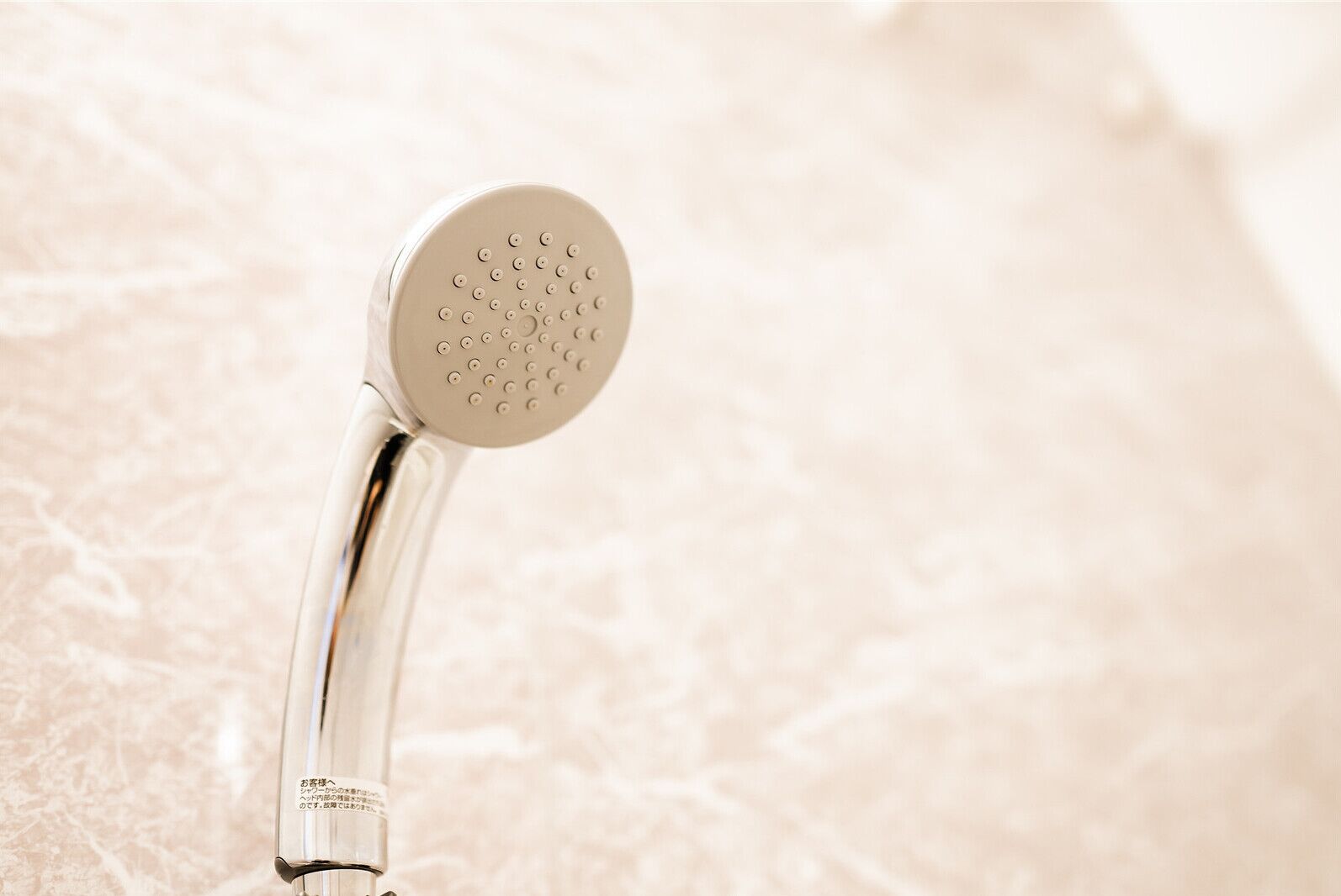 A showerhead with a circular design and multiple nozzles.