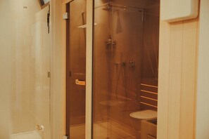 Eco-friendly toiletries, towels, soap, toilet paper