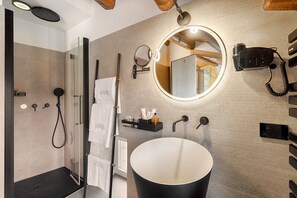 Classic Room | Bathroom | Shower, designer toiletries, hair dryer, bathrobes