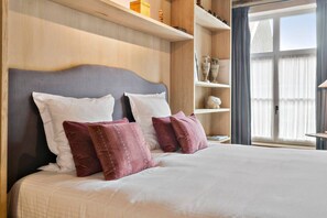 1 bedroom, desk, iron/ironing board, travel cot