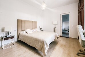 1 bedroom, desk, iron/ironing board, travel cot