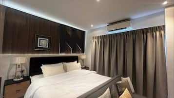 Estúdio superluxo, 1 cama Queen | 1 quarto, roupas de cama de algodão egípcio, roupas de cama premium