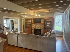 Smart TV, fireplace, video games, foosball