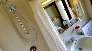 Shower, rainfall showerhead, hair dryer, bidet