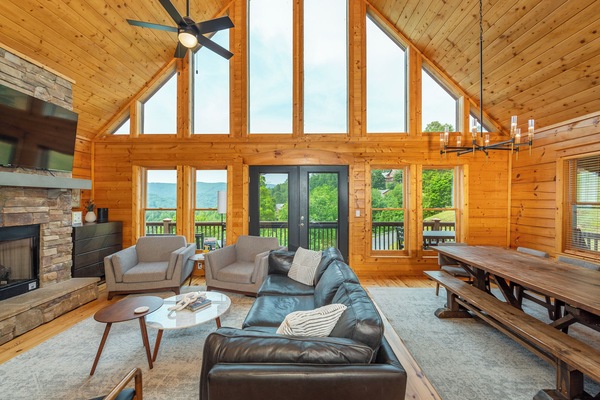 Smart TV, fireplace, foosball, books