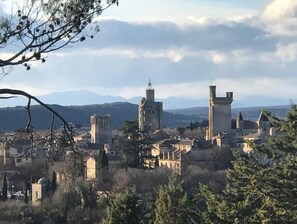 A historic town with medieval architecture, including towers and a church. - Villa de Reve Avec Jardin, Piscine et Option Spa (Uzès)