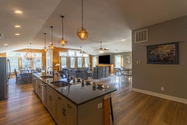 Fridge, microwave, oven, stovetop - Stunning 14BR oceanside Corolla home w/ pool, hot tub, rec area w/ pub, & more! (Corolla)