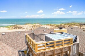 Outdoor spa tub - Oceanfront home in South Nags Head w/ hot tub & amazing views! (South Nags Head)