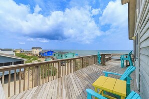 Terrace/patio - Pet-friendly oceanfront home in South Nags Head just steps from the sand! (South Nags Head)