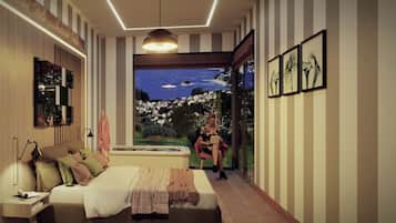 1 bedroom, down comforters, laptop workspace, blackout drapes